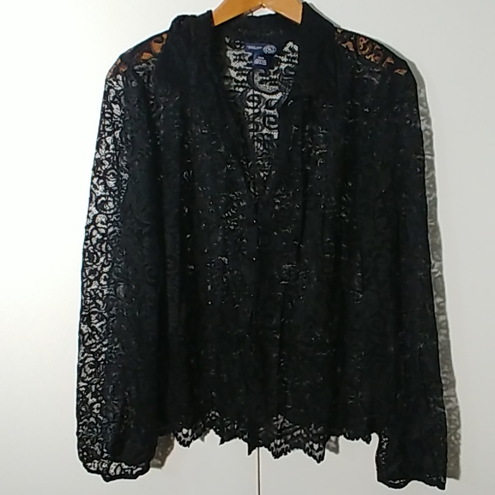 Venezia Black Lace Long Sleeve Blouse